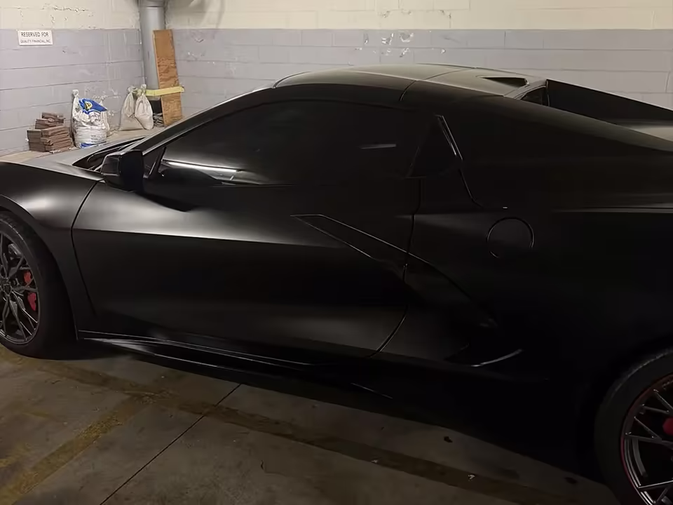 Sports car in the shop after tint installation